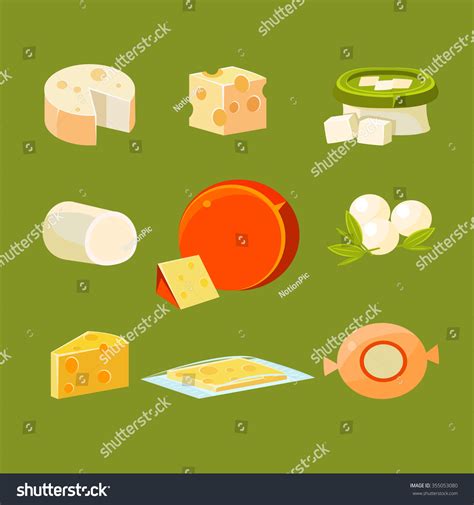 Different Types Cheese Vector Illustration Collection Stock Vector