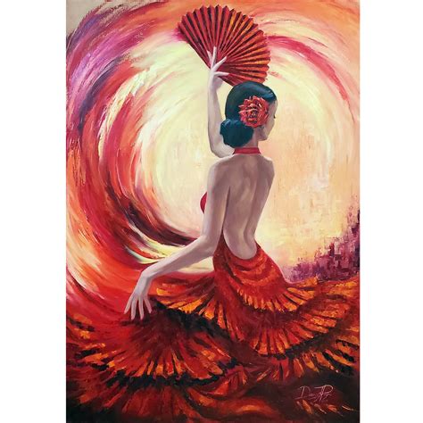 Flamenco Dancer Painting Dance Canvas Print From Original Art Woman