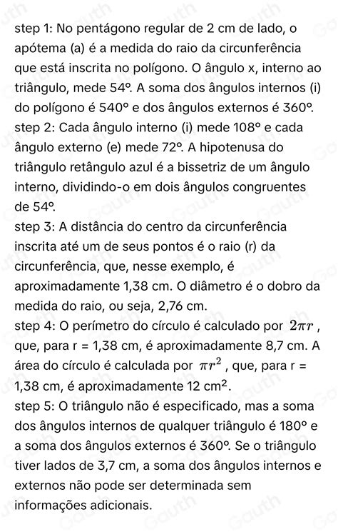 Solved A No Pent Gono Regular De Cm De Lado Per Metro Igual A Cm E