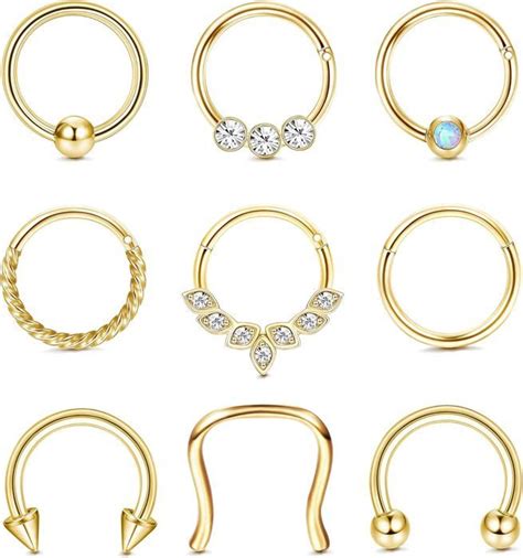 Pi Ces Bijoux De Septum G Anneaux De Septum Boucles D Oreilles