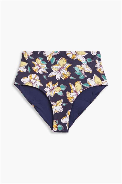 EBERJEY Floral Print Ribbed High Rise Bikini Briefs THE OUTNET