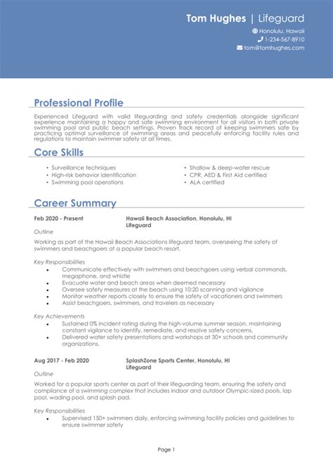 Lifeguard Resume Example Guide And Resume Template