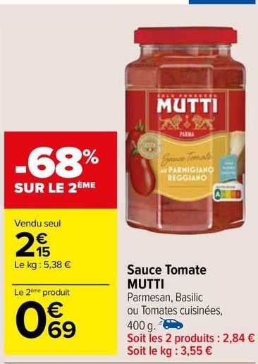 Promo Sauce Tomate Mutti Chez Carrefour Market ICatalogue Fr