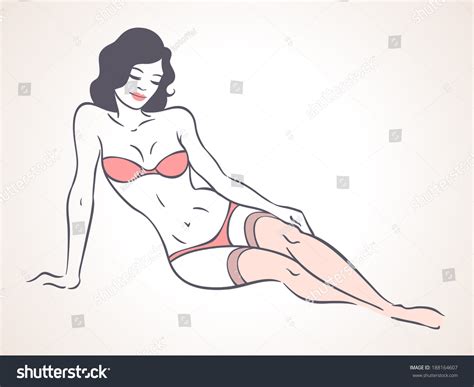 Fashion Beautiful Woman Lingerie Vector Illustration Stock Vector Royalty Free