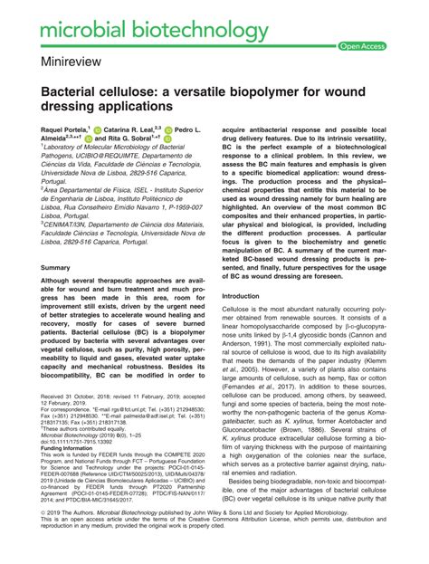 (PDF) Bacterial cellulose: a versatile biopolymer for wound dressing applications