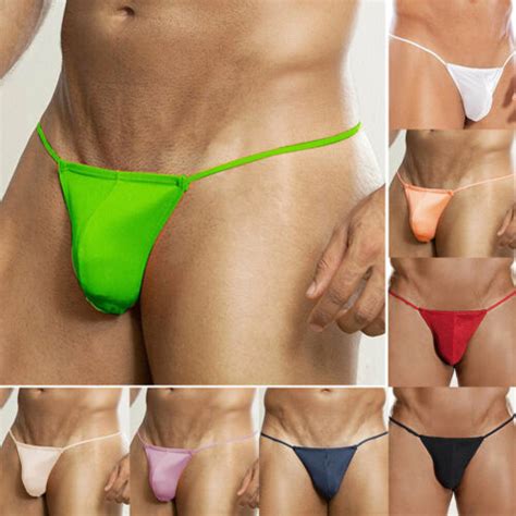 Mens Micro Bikini T Back Underwear Briefs G String Thong Bulge Pouch Panties EBay