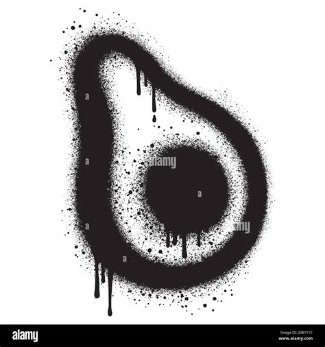 Emoticon Avocado Graffiti With Black Spray Paint Vector Illustration