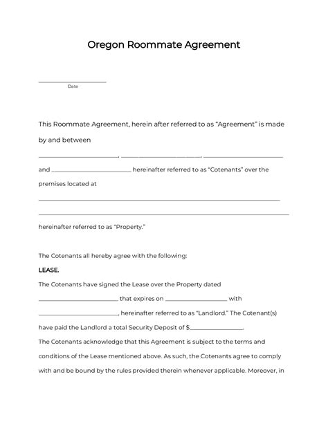 Oregon Rental Agreement Free Rental Agreement Template Oregon