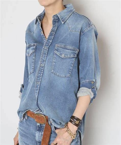 31％割引ブルー系free Size【日本限定モデル】 Muse【surtサート】denim シャツ シャツブラウス七分長袖