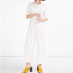 Zara Pants Nwt Nude Pink Floral Print Flowy Jumpsuit Poshmark