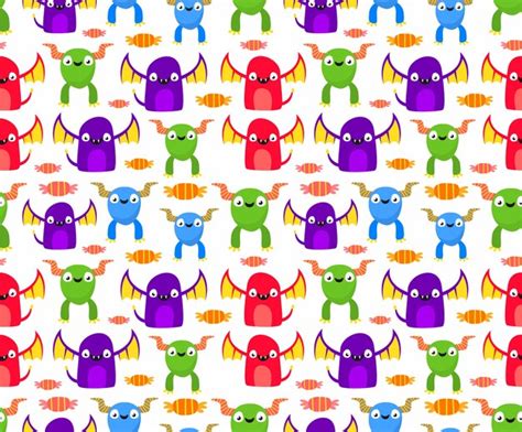 Premium Vector Seamless Cute Monster Pattern