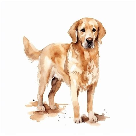 Uma Pintura Em Aquarela De Um Cachorro Golden Retriever Foto Premium