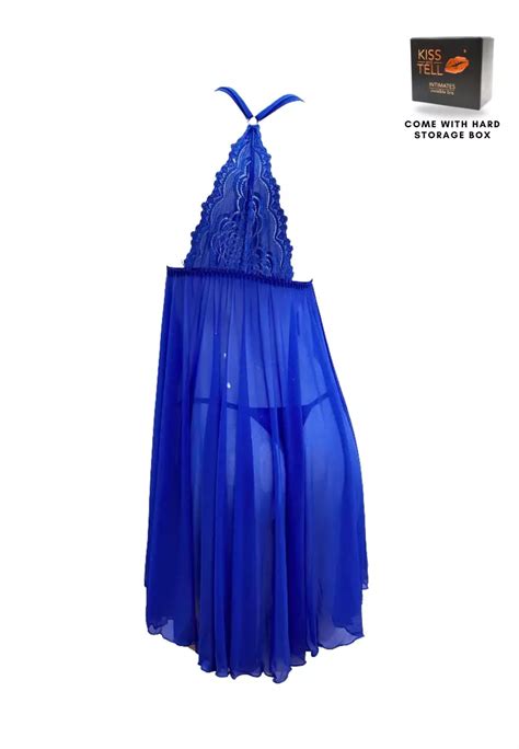 Buy Kiss Tell Premium Willa Lingerie Corset Night Gown Nighties In Blue Online ZALORA Malaysia