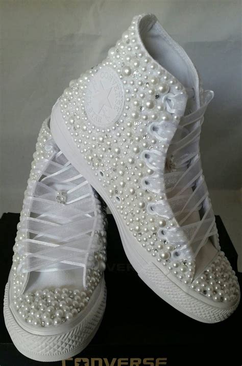 Boda Converse Zapatillas De Novia Bling And Perlas Custom Etsy