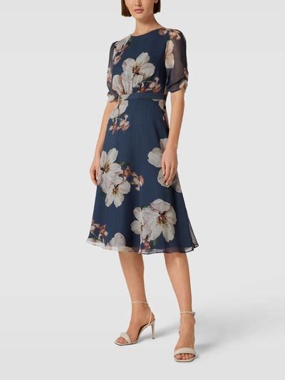 Swing Cocktailkleid Mit Floralem Muster Rauchblau Online Kaufen