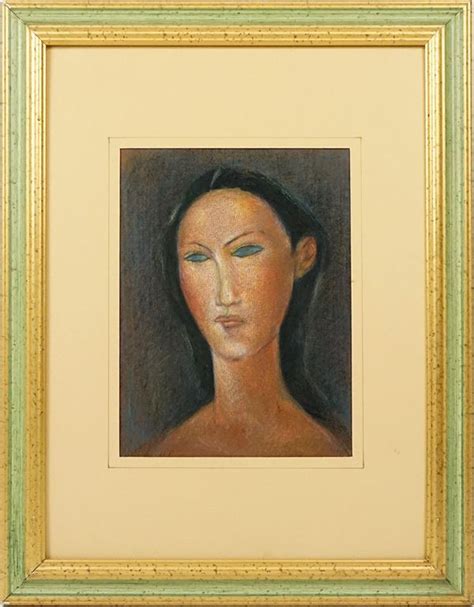 Omaggio A Modigliani Volto Di Donna Tecnica Mista Su Carta Cm