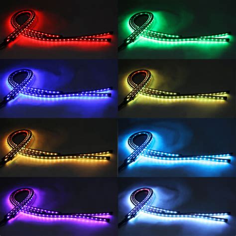 RGB 48 LED Strip Under Car Tube Underglow Underbody System 4Pcs Neon