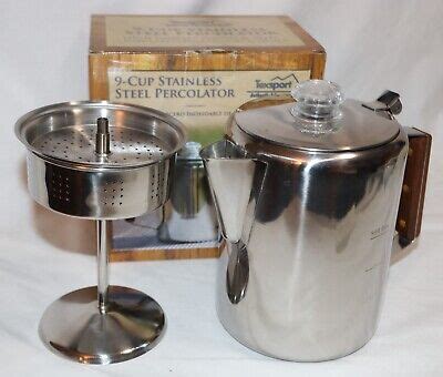 Texsport Stainless Stove Top Coffee Pot Percolator 9 Cup Camp Tailgate