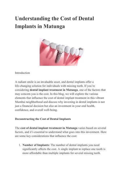 PPT Understanding The Cost Of Dental Implants In Matunga PowerPoint