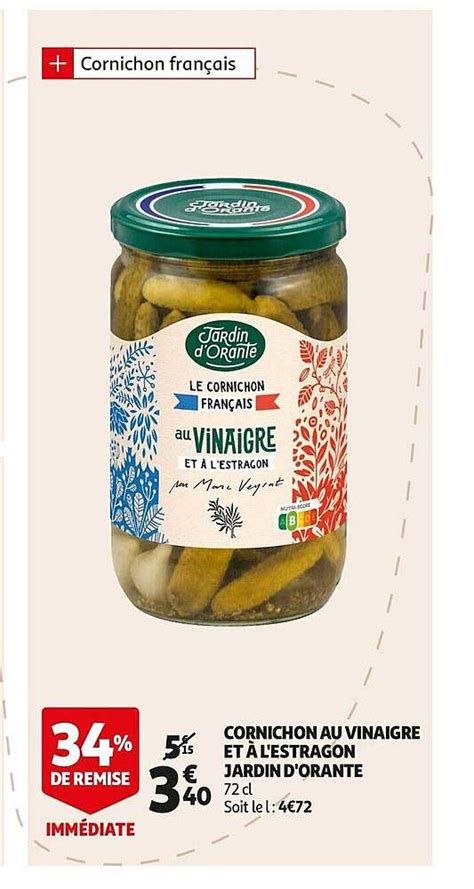 Promo Cornichon Au Vinaigre Et L Estragon Jardin D Orante Chez Auchan