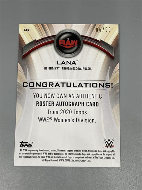 Topps Wwe Women S Division Roster Autographs Orange A Ln Lana