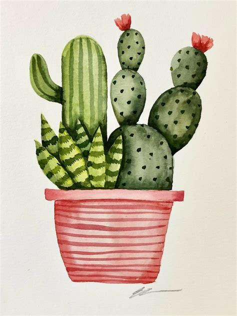 pin  jeane cardoso  cactus cactus art watercolor paintings easy