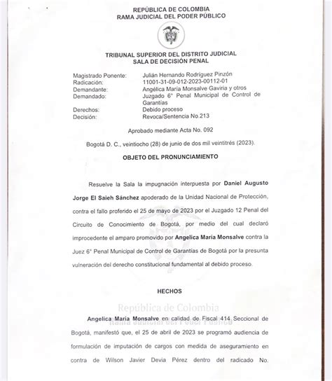 Ricardo Ospina on Twitter Atentos Tribunal Superior de Bogotá