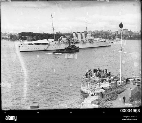 Hms Sussex In Sydney Harbour Stock Photo Alamy
