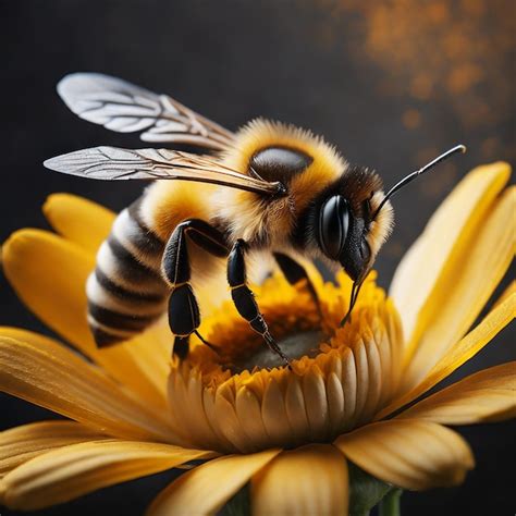 Premium Ai Image Bumblebee On A Yellow Flower