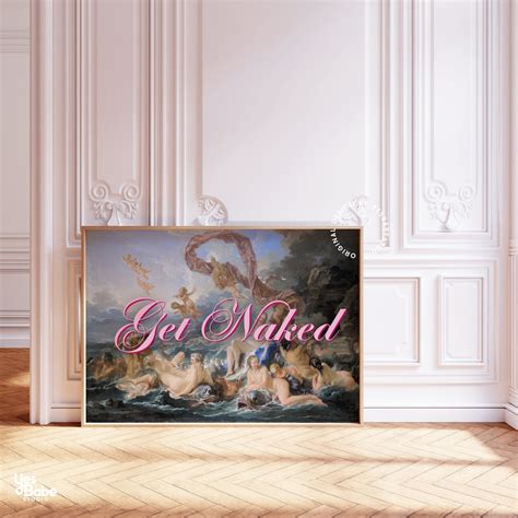 Get Naked Bathroom Print Altered Art Horizontal Bathroom Art Large Rococo Baroque Art