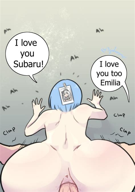 Rule 34 Big Ass Blue Hair Cuckquean Emilia Re Zero English Text Female From Behind Male