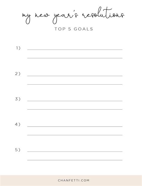 New Years Resolution Printable