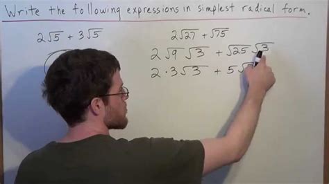 Adding Radical Expressions Two Examples Algebra Youtube