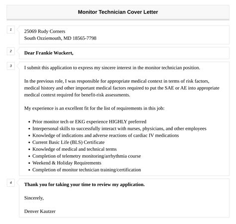 Monitor Technician Cover Letter Velvet Jobs