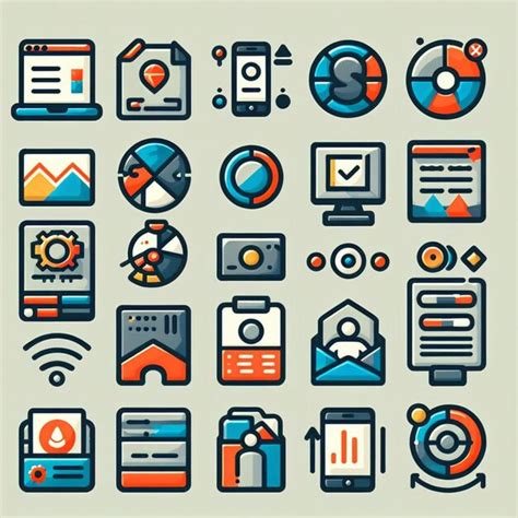 Una Ilustración Vectorial De Los Iconos De Diseño Web Más Utilizados De Tres Tamaños Foto Premium