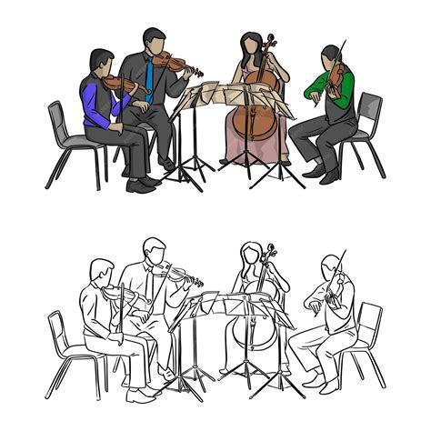 premium vector group  musicians playing  quartet vector