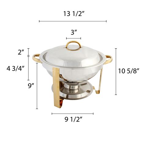 Excellante Stainless Steel 4 Quart Gold Accented Round Chafer Comes In