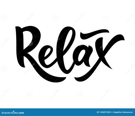 Hand Lettering Word Relax Isolated Motivational Quote Stock Vector