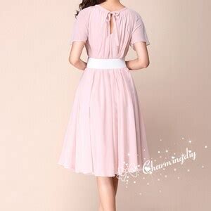 110 Colors Chiffon Nude Pink Short Sleeve Knee Skirt Party Evening Wedding Lightweight Dress