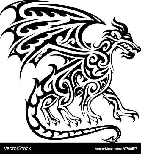 Dragon tribal tattoo Royalty Free Vector Image