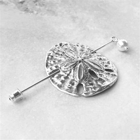 Sand Dollar Shawl Pin Silver Lapel Pin Hat Pin Silver Shawl Pin