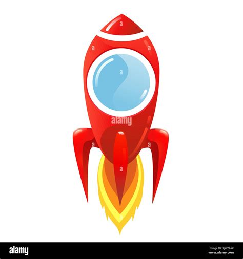 Red Rocket Vector Illustration Isolated On White Background Suitable