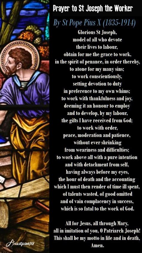 Memorial Of St Joseph The Worker 1 May Anastpaul St Joseph Prayer St Joseph Catholic