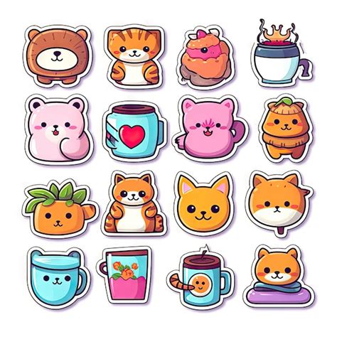 Premium Photo Cute Emoji Stickers Over White Background