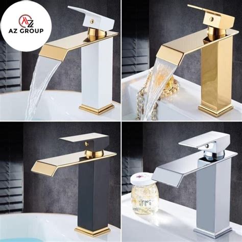 Az Group Bathroom Basin Tap Square Faucet Hot Cold Mixer Sink Tap Lazada