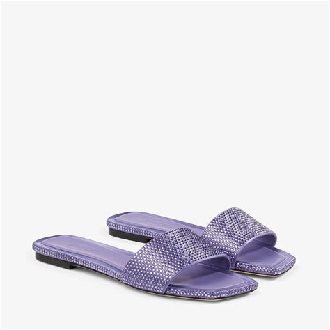 Clovis Flat|Tanzantie Satin Crystal Flats| JIMMY CHOO