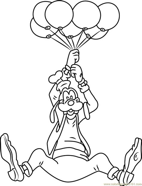 Goofy with Balloons Coloring Page for Kids - Free Goofy Printable ...