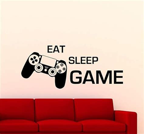 Pegatina De Pared Videojuegos Decoración Para Juegos Calcomanías Eat Sleep Juego Ps4 Juegos