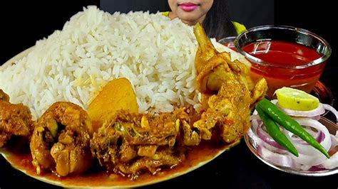 Real Mukbang Indian Food Eating Show Spicy Chicken Curry With Rice