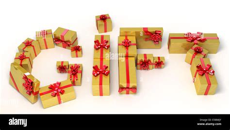 Word T Made Of Lot Of Gold Christmas Ts 3d Illustration Stock